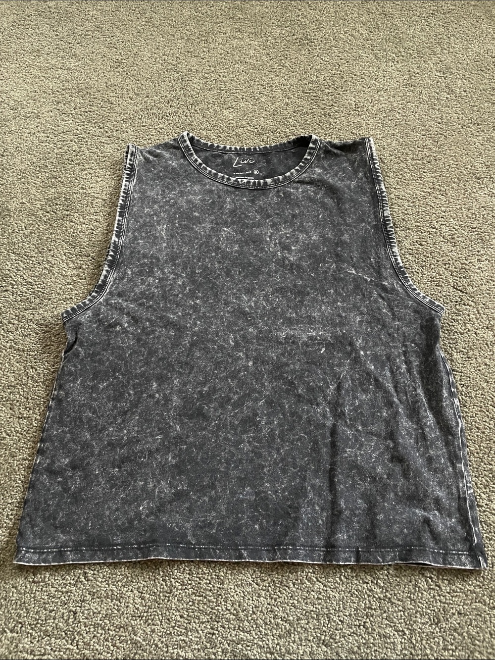 Washed Black Sleeveless Crop Tank Top one size